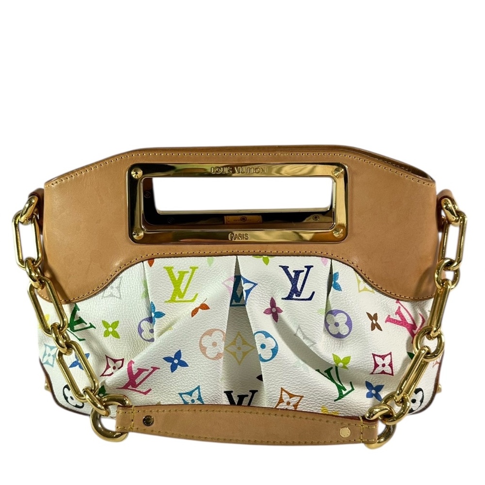 Genuine LOUIS VUITTON Judy PM Monogram White Multicolore Chain Shoulder Bag